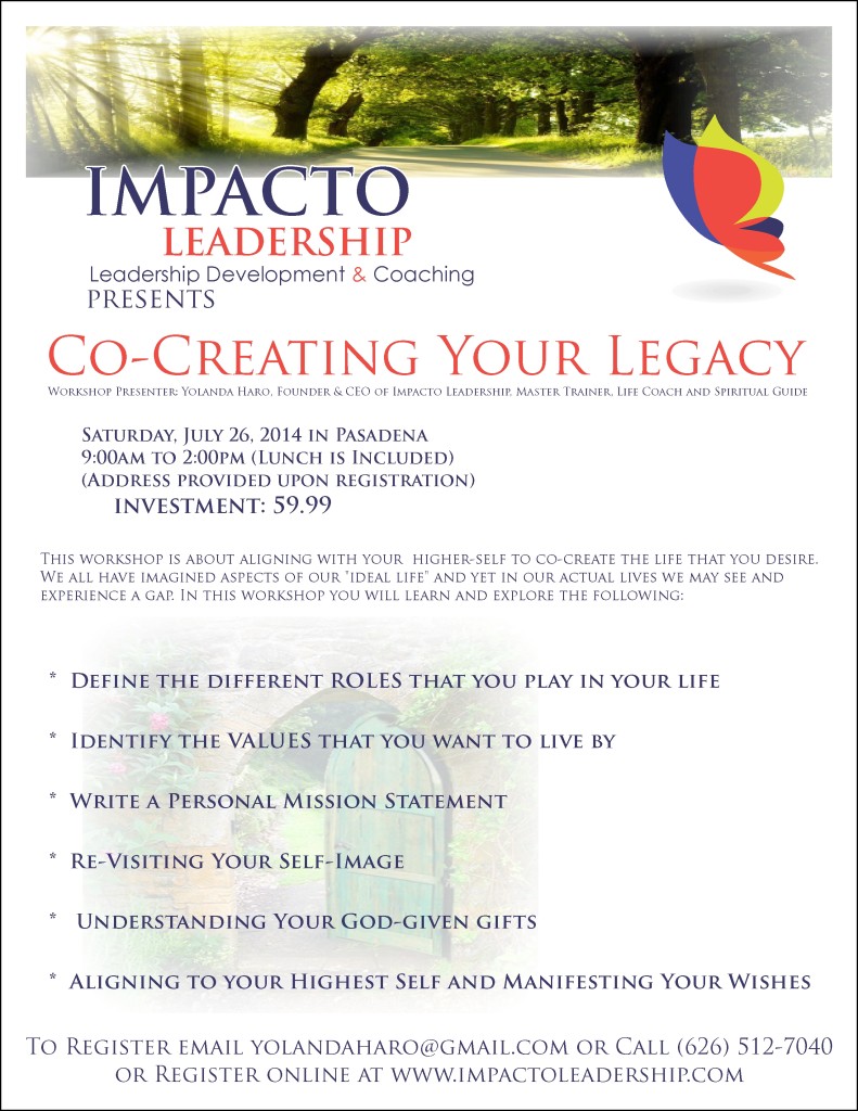 Legacy Workshop flyer